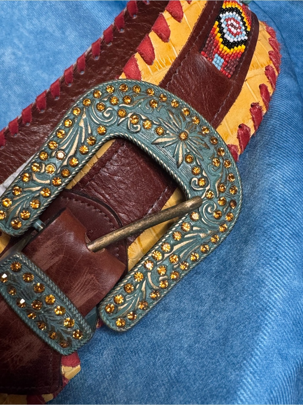 Cowgirl Belt: KurtMen Design Beaded & Whipstitched Showstopper